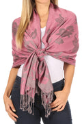 Sakkas Tawny Reversible Butterfly Pashmina/ Shawl/ Wrap/ Stole#color_Pink