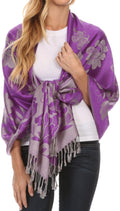 Sakkas Tawny Reversible Butterfly Pashmina/ Shawl/ Wrap/ Stole#color_Purple