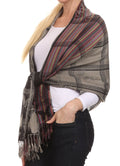 Sakkas Tricia Multi-Colored Silky Butterfly Pashmina/ Shawl/ Wrap/ Stole#color_ 1-Black