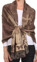 Sakkas Tricia Multi-Colored Silky Butterfly Pashmina/ Shawl/ Wrap/ Stole#color_ 1-Brown