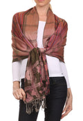 Sakkas Tricia Multi-Colored Silky Butterfly Pashmina/ Shawl/ Wrap/ Stole#color_ 1-Olive
