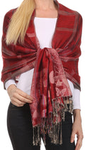 Sakkas Tricia Multi-Colored Silky Butterfly Pashmina/ Shawl/ Wrap/ Stole#color_ 1-Red