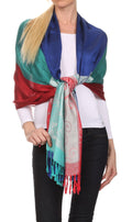 Sakkas Tricia Multi-Colored Silky Butterfly Pashmina/ Shawl/ Wrap/ Stole#color_ 2-RedSilver
