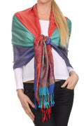 Sakkas Tricia Multi-Colored Silky Butterfly Pashmina/ Shawl/ Wrap/ Stole#color_ 2-RoyalRed