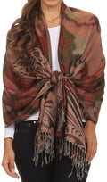 Sakkas Tricia Multi-Colored Silky Butterfly Pashmina/ Shawl/ Wrap/ Stole#color_ 3-Darkgreen