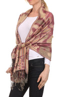 Sakkas Tricia Multi-Colored Silky Butterfly Pashmina/ Shawl/ Wrap/ Stole#color_ 3-Rose
