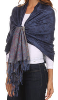 Sakkas Avril colorful allover Paisley Pashmina/ Shawl/ Wrap/ Stole#color_ 1-Blue