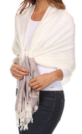 Sakkas Avril colorful allover Paisley Pashmina/ Shawl/ Wrap/ Stole#color_ 1-Ivory