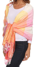 Sakkas Avril colorful allover Paisley Pashmina/ Shawl/ Wrap/ Stole#color_ 2-Orange