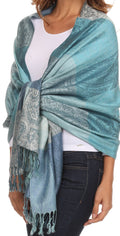 Sakkas Avril colorful allover Paisley Pashmina/ Shawl/ Wrap/ Stole#color_ 2-Steel Blue