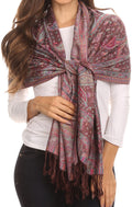 Sakkas Avril colorful allover Paisley Pashmina/ Shawl/ Wrap/ Stole#color_3-Brown
