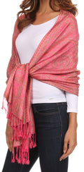 Sakkas Avril colorful allover Paisley Pashmina/ Shawl/ Wrap/ Stole#color_ 3-Pink
