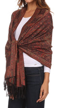 Sakkas Avril colorful allover Paisley Pashmina/ Shawl/ Wrap/ Stole#color_ 3-Red