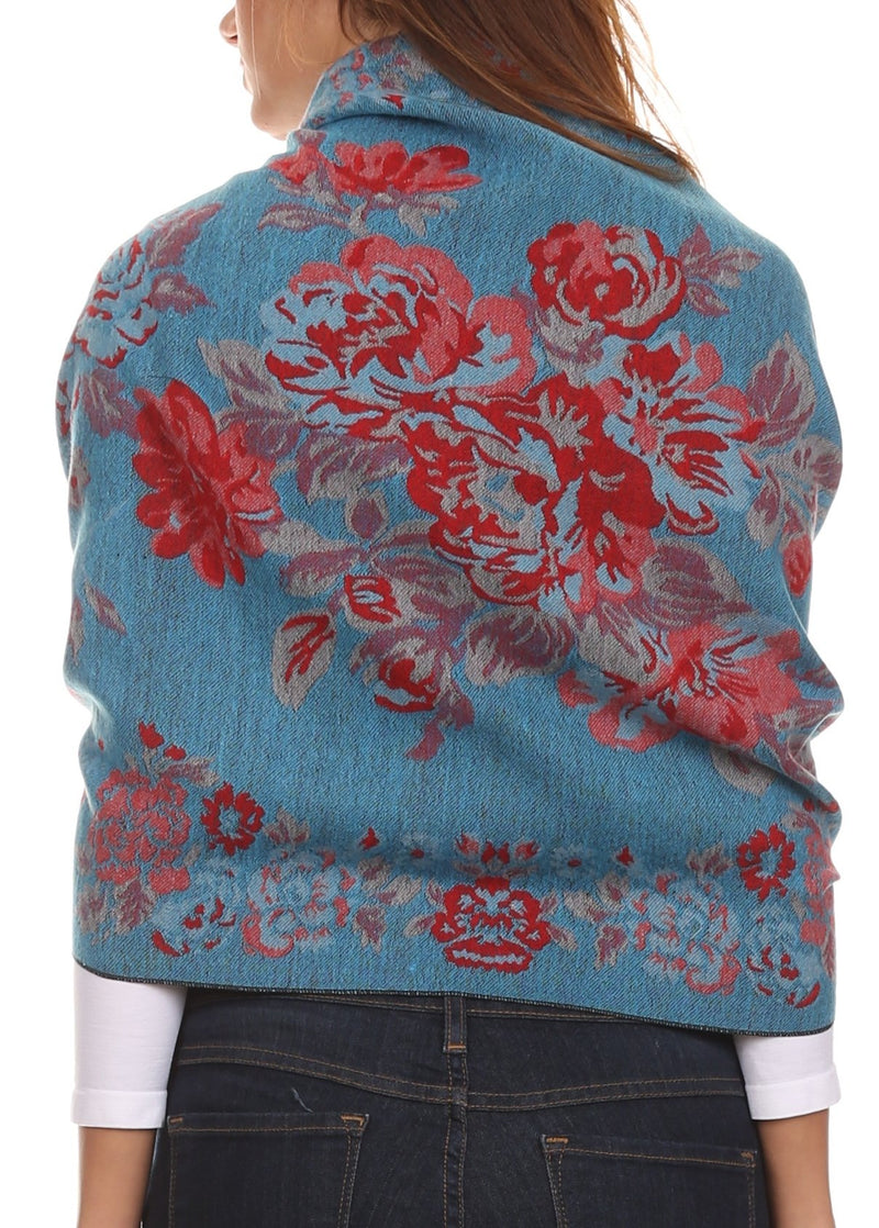 Sakkas Ontario double layer floral Pashmina/ Shawl/ Wrap/ Stole with fringe