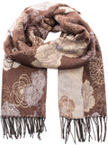 Sakkas Ontario double layer floral Pashmina/ Shawl/ Wrap/ Stole with fringe#color_3-Brown