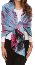 Sakkas Ontario double layer floral Pashmina/ Shawl/ Wrap/ Stole with fringe#color_3-Fuchsia