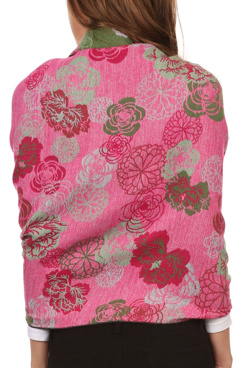 Sakkas Ontario double layer floral Pashmina/ Shawl/ Wrap/ Stole with fringe