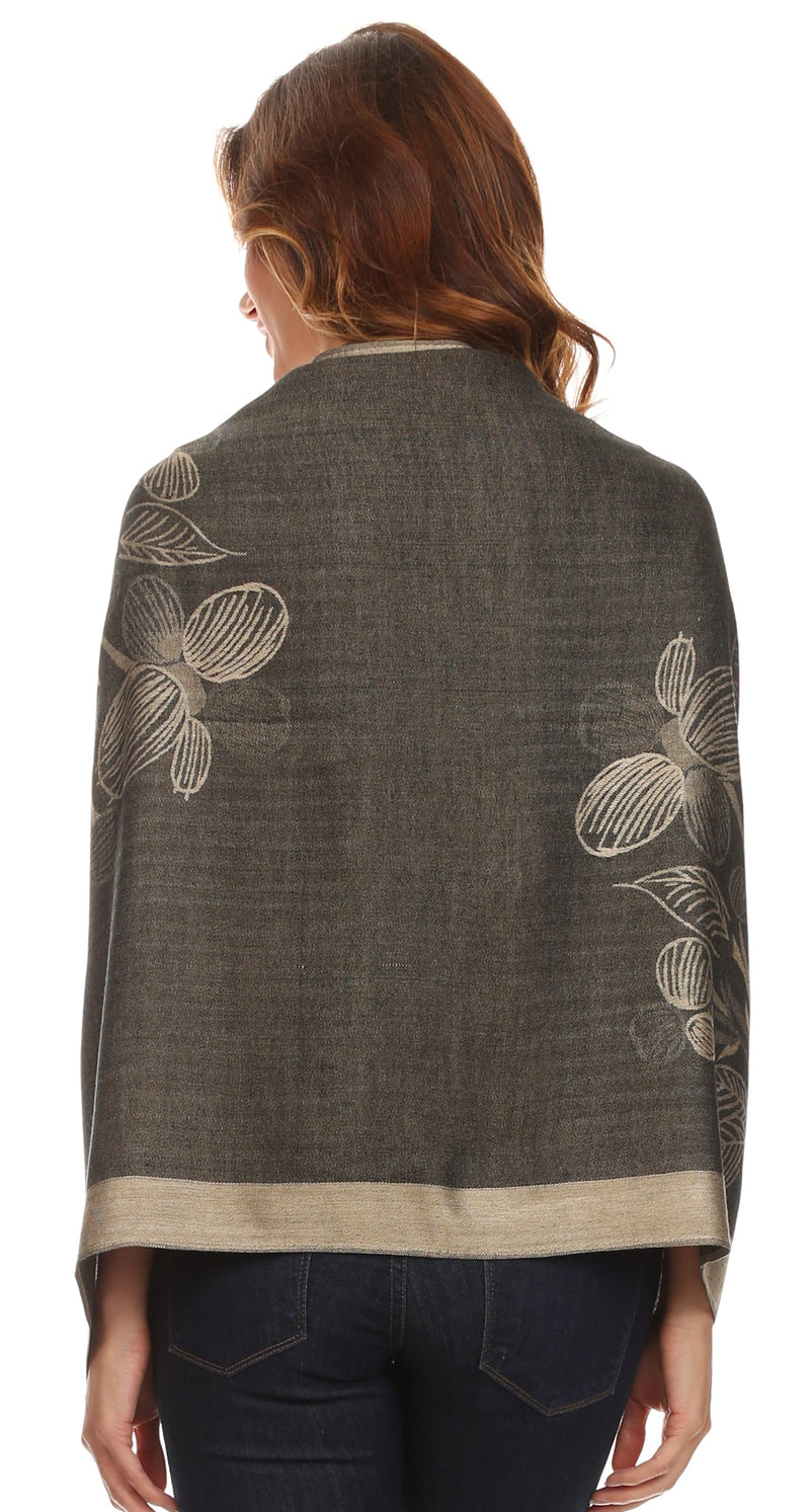 Sakkas Ella Dogwood Flower Straight Border Pashmina/ Shawl/ Wrap/ Stole