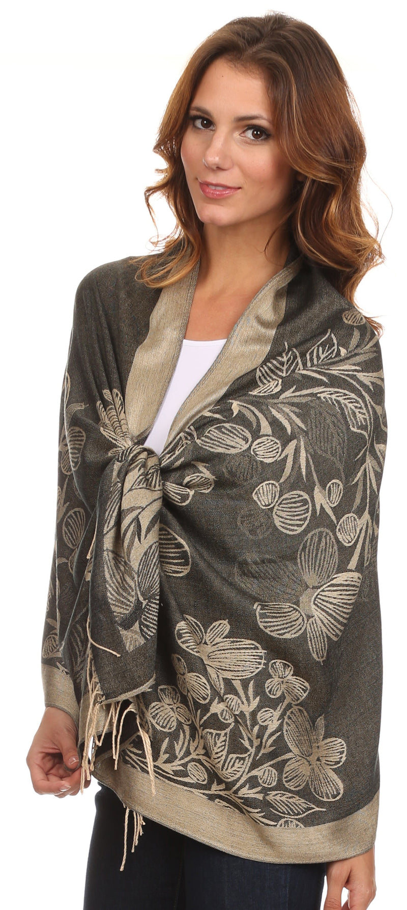 Sakkas Ella Dogwood Flower Straight Border Pashmina/ Shawl/ Wrap/ Stole