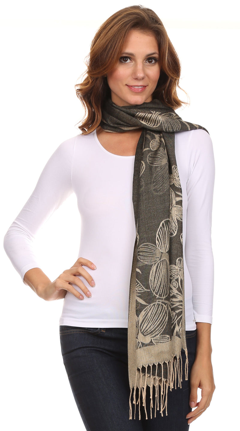 Sakkas Ella Dogwood Flower Straight Border Pashmina/ Shawl/ Wrap/ Stole
