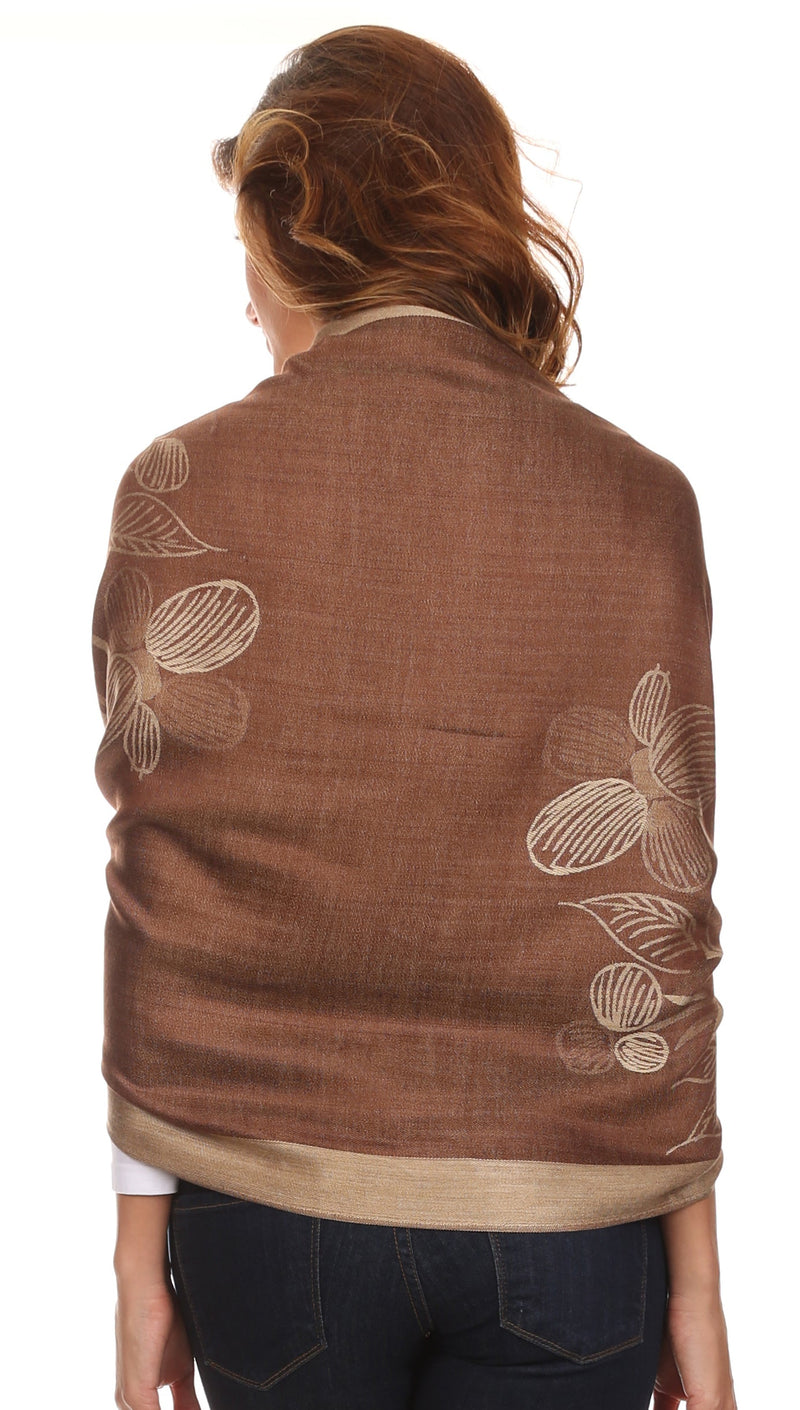 Sakkas Ella Dogwood Flower Straight Border Pashmina/ Shawl/ Wrap/ Stole
