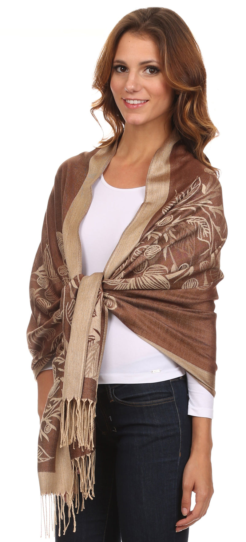 Sakkas Ella Dogwood Flower Straight Border Pashmina/ Shawl/ Wrap/ Stole