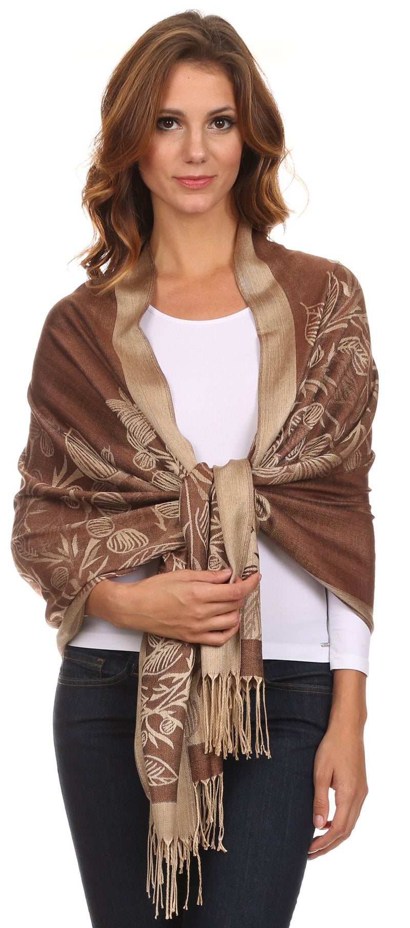 Sakkas Ella Dogwood Flower Straight Border Pashmina/ Shawl/ Wrap/ Stole