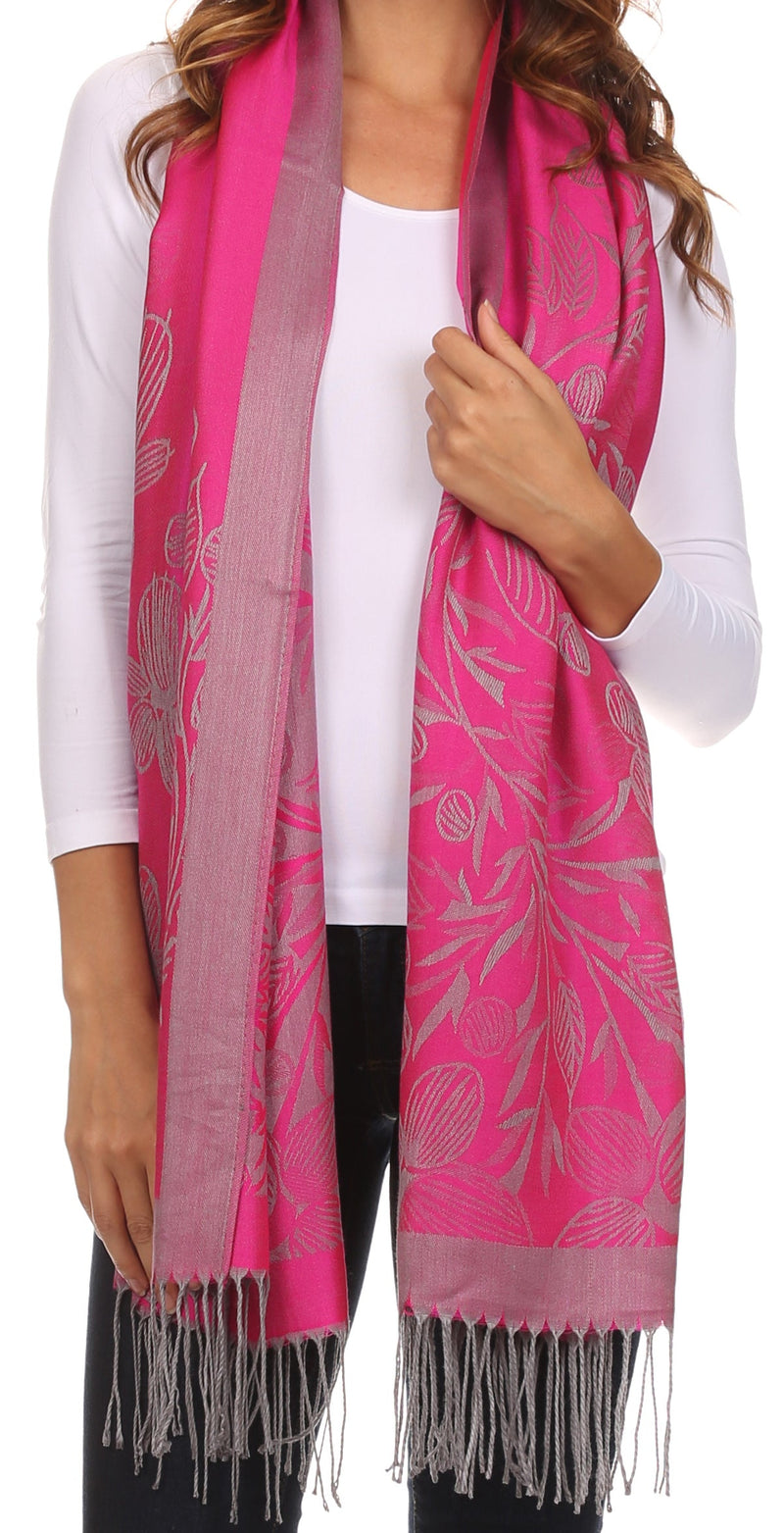 Sakkas Ella Dogwood Flower Straight Border Pashmina/ Shawl/ Wrap/ Stole