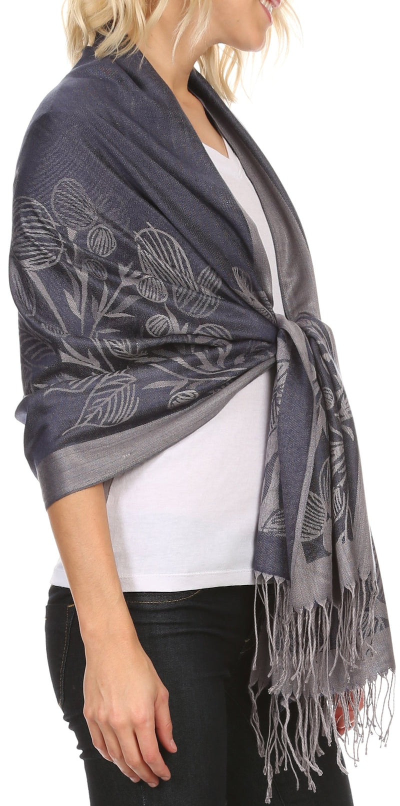 Sakkas Ella Dogwood Flower Straight Border Pashmina/ Shawl/ Wrap/ Stole