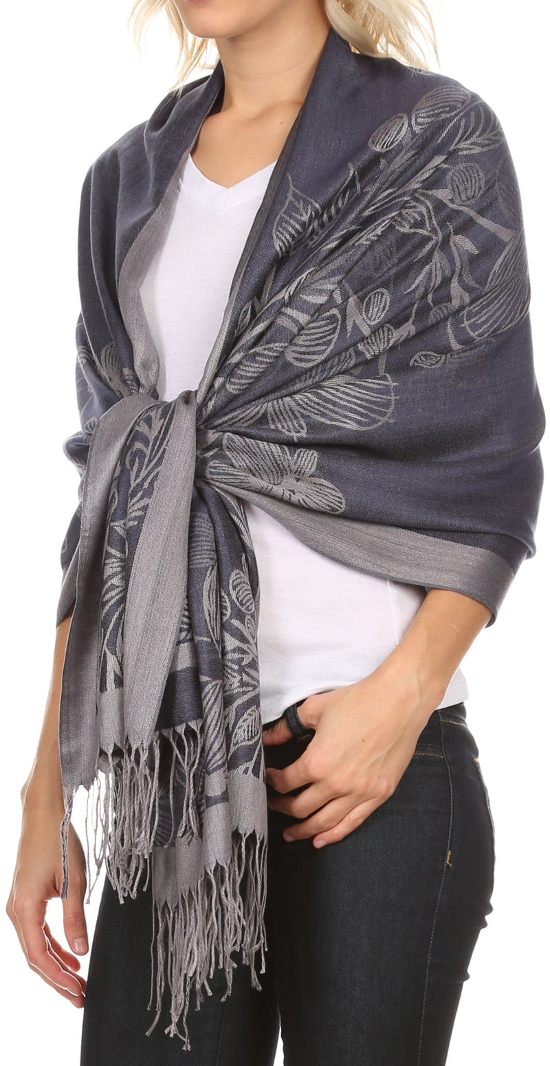 Sakkas Ella Dogwood Flower Straight Border Pashmina/ Shawl/ Wrap/ Stole