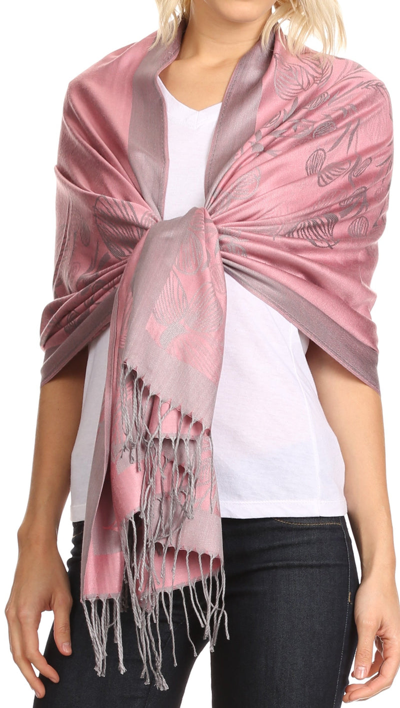 Sakkas Ella Dogwood Flower Straight Border Pashmina/ Shawl/ Wrap/ Stole