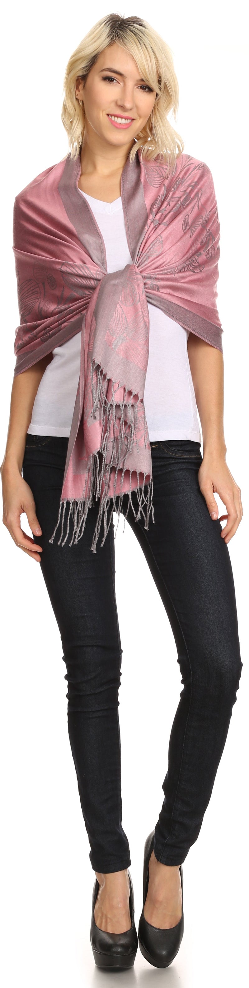 Sakkas Ella Dogwood Flower Straight Border Pashmina/ Shawl/ Wrap/ Stole