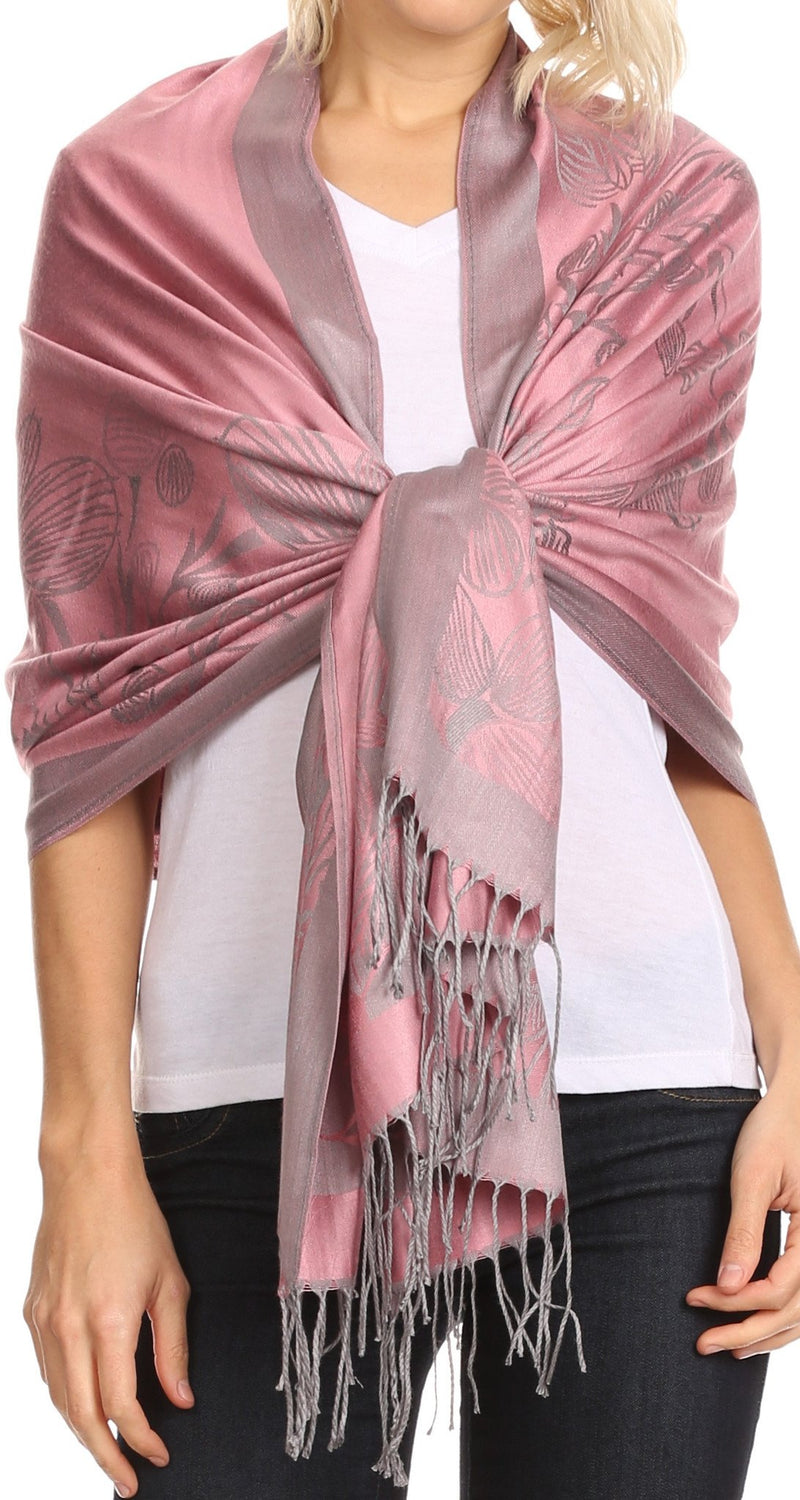 Sakkas Ella Dogwood Flower Straight Border Pashmina/ Shawl/ Wrap/ Stole