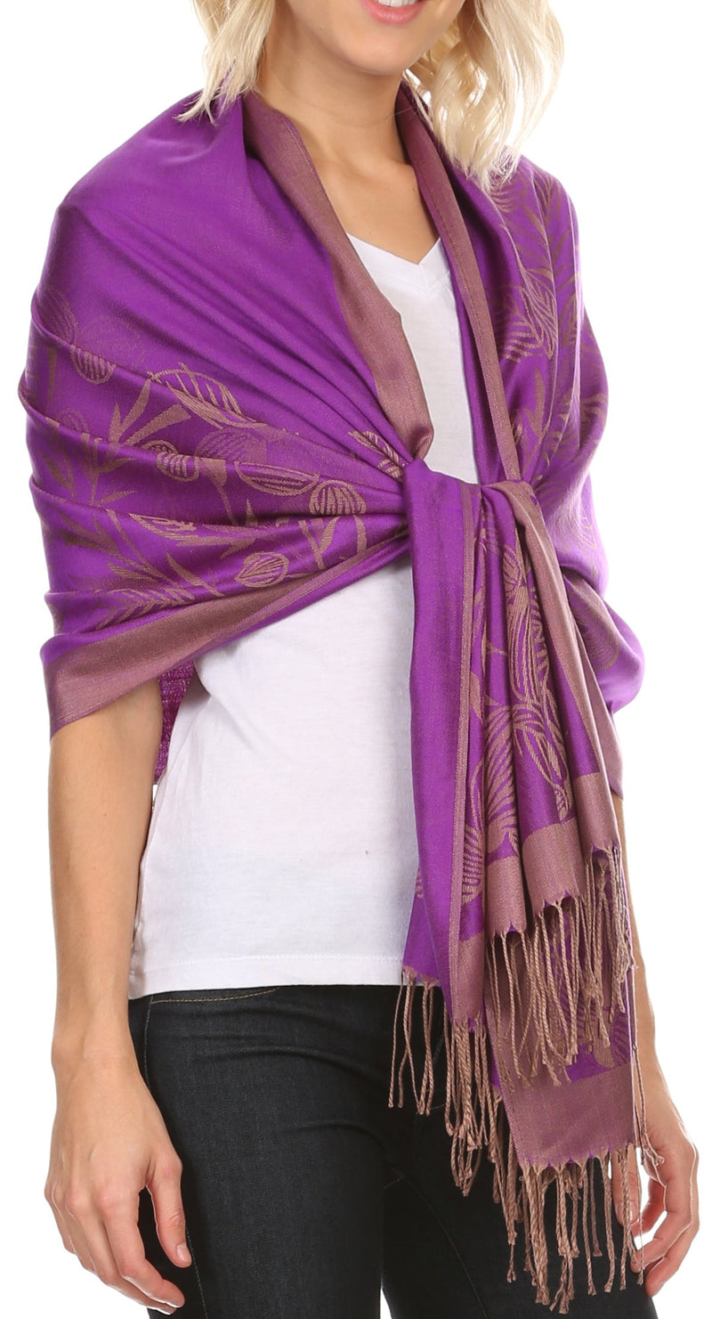 Sakkas Ella Dogwood Flower Straight Border Pashmina/ Shawl/ Wrap/ Stole