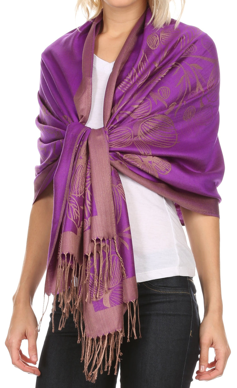 Sakkas Ella Dogwood Flower Straight Border Pashmina/ Shawl/ Wrap/ Stole