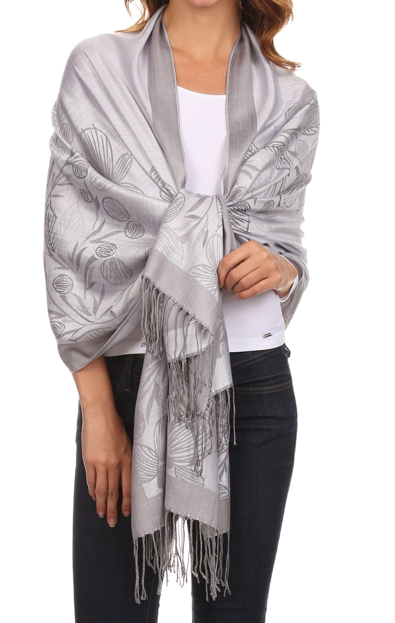 Sakkas Ella Dogwood Flower Straight Border Pashmina/ Shawl/ Wrap/ Stole