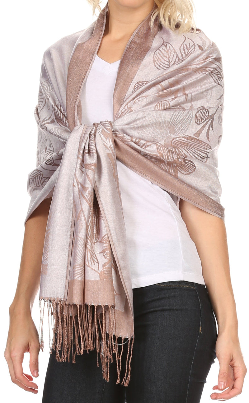 Sakkas Ella Dogwood Flower Straight Border Pashmina/ Shawl/ Wrap/ Stole