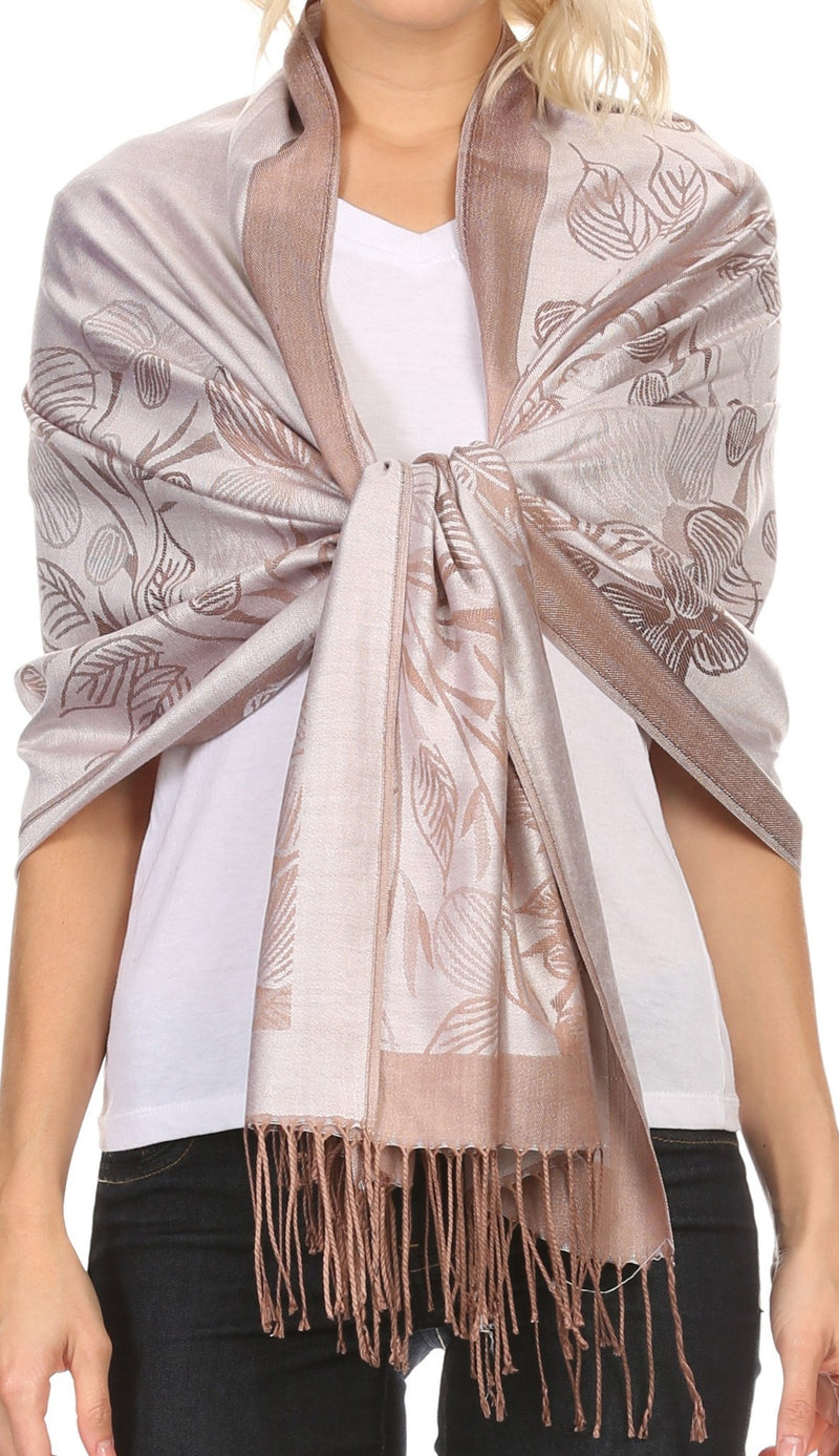 Sakkas Ella Dogwood Flower Straight Border Pashmina/ Shawl/ Wrap/ Stole