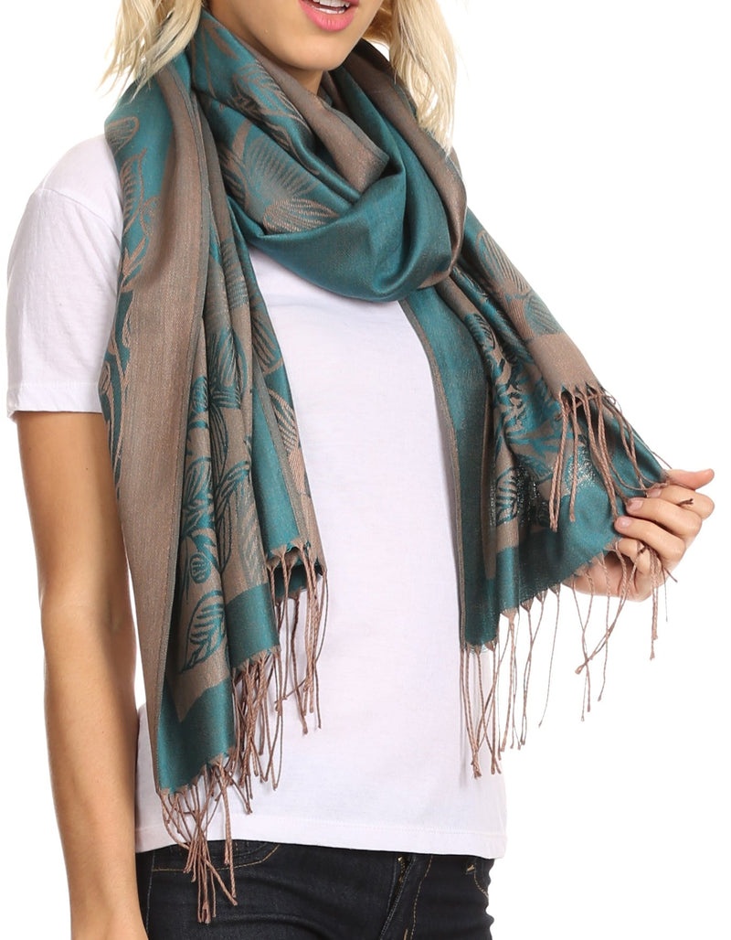 Sakkas Ella Dogwood Flower Straight Border Pashmina/ Shawl/ Wrap/ Stole
