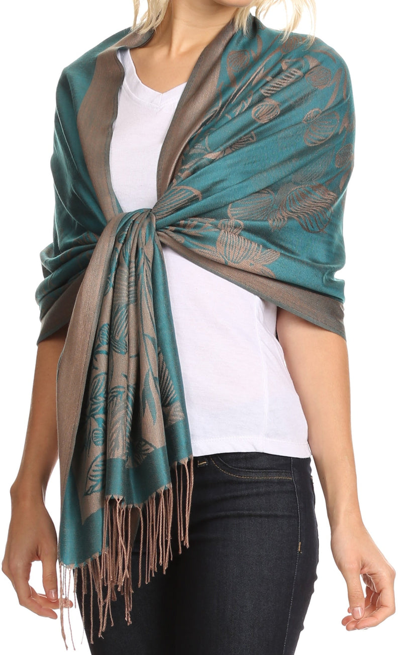 Sakkas Ella Dogwood Flower Straight Border Pashmina/ Shawl/ Wrap/ Stole