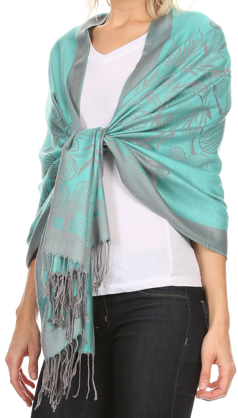 Sakkas Ella Dogwood Flower Straight Border Pashmina/ Shawl/ Wrap/ Stole