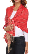 Sakkas Megan Large Paisley Pashmina/ Shawl/ Wrap/ Stole#color_Red