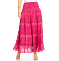 Sakkas Lace and Ribbon Peasant Boho Skirt#color_A-Orchid