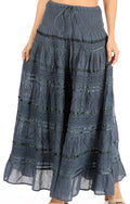 Sakkas Lace and Ribbon Peasant Boho Skirt#color_Grey