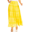 Sakkas Lace and Ribbon Peasant Boho Skirt#color_P-Yellow