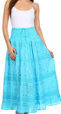 Sakkas Lace and Ribbon Peasant Boho Skirt#color_Turquoise