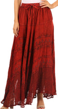 Sakkas Ivy Maiden Boho Skirt#color_Burgundy