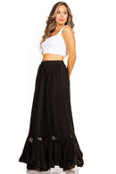 Sakkas Ivy Second Women's Maxi Boho Elastic Waist Embroidered A Line Long Skirt