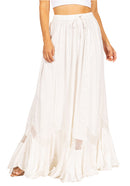 Sakkas Ivy Second Women's Maxi Boho Elastic Waist Embroidered A Line Long Skirt