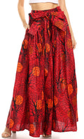 Sakkas Asma Convertible Traditional Wax Print Adjustable Strap Maxi Skirt | Dress#color_1035-RedMulti